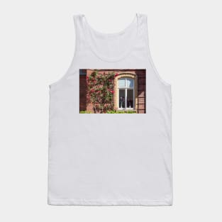 Window with climbing roses, administration building, Nordwolle industrial monument, Delmenhorst, Lower Saxony, Germany, Europe Tank Top